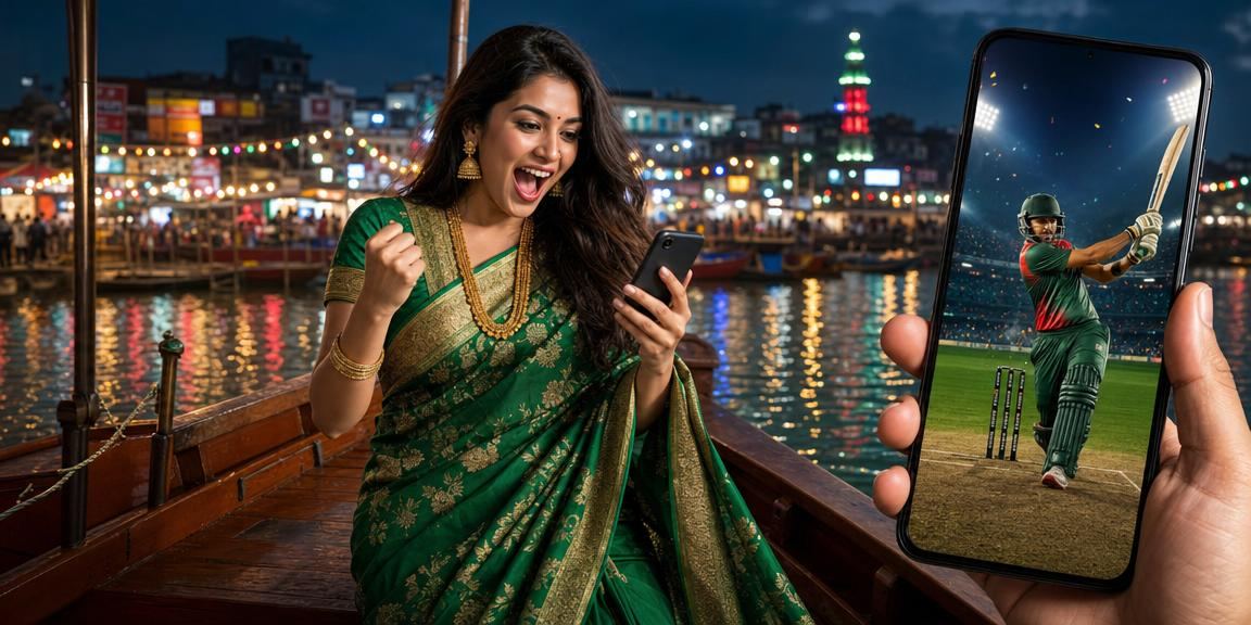 রংপুরে ক্রিকেট ম্যাচ দেখতে দেখতে মোবাইলে বেটিং করছেন একজন ব্যবহারকারী